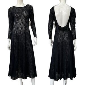 Vintage 90’s Witchy Goth Black Lace Dress Deadstock NWT, Small